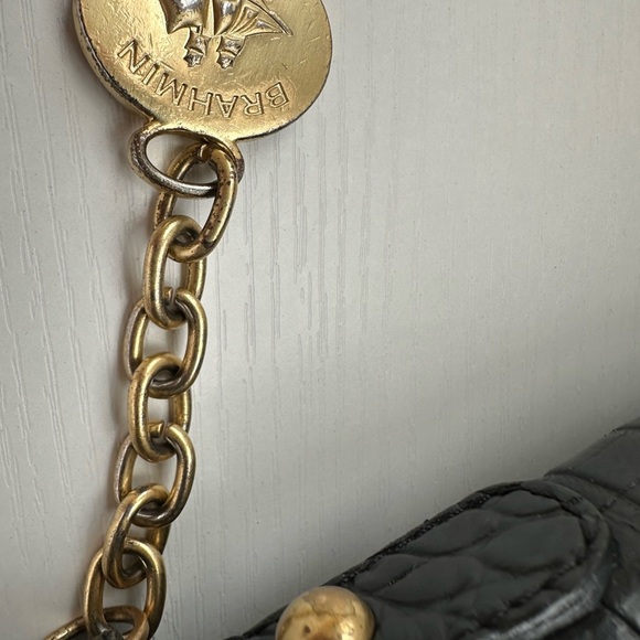 Brahmin Jacqueline Melbourne Hobo Tote Croc Embossed Black Leather Large Bag, - Picture 5 of 11